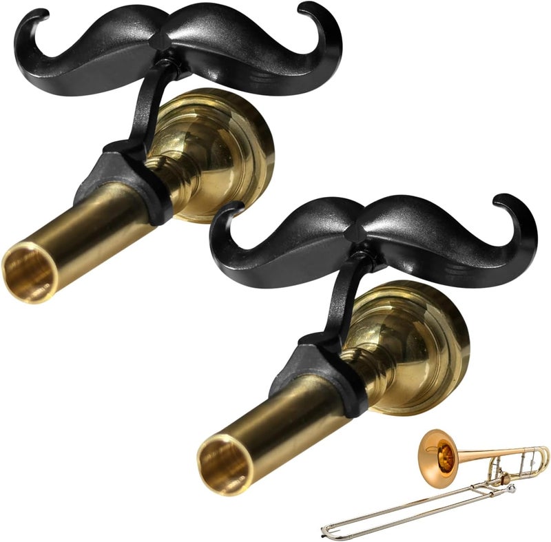 Samorillo [2 Pack] Clip-On Mustache For Trombones & Euphoniums - Includes Protective Case - Fits All Large Shank Mouthpieces - Perfect Accessory For Young Musicians - Mouthpiece Not Included - Image 1